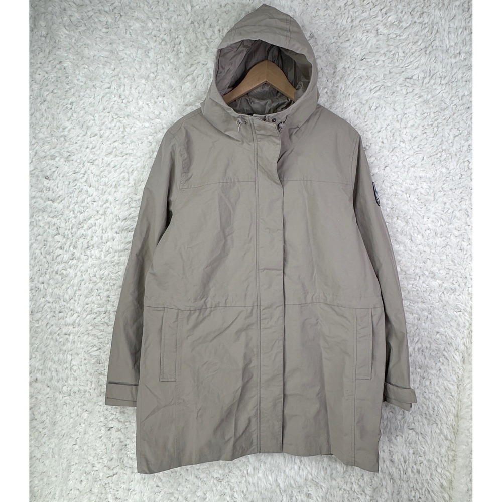 Lands End Squall Women's XL/T Tan Hooded Parka Jacket Waterproof Lined Preppy - Picture 2 of 11